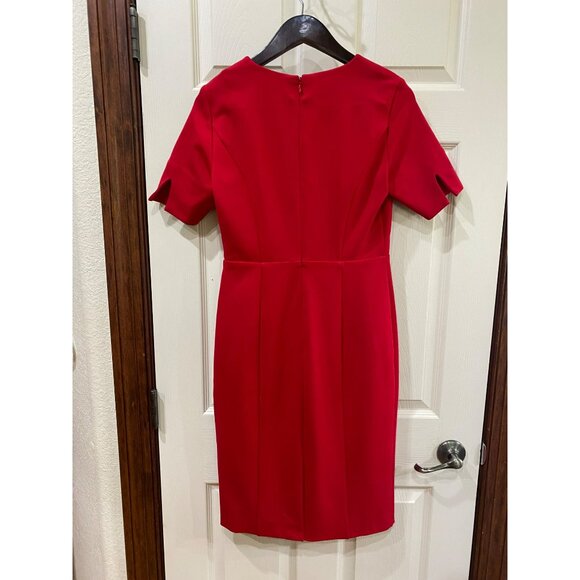 Brooks Brothers Red V-Neck Sheath Dress With Short Sleeves Womens Size 4 - Picture 8 of 12